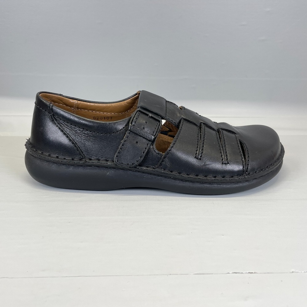 Birkenstock Footprints Madeira Fisherman Sandals Mens Size 42 US 9 Black Leather